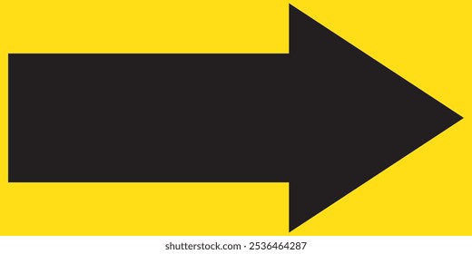 Straight long arrow vector icon. arrow icon isolated on Yellow  Black background. EPS 10.