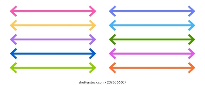 Straight long double colorful arrow vector icon set
