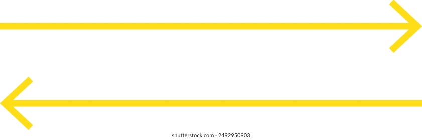 Straight long double vector arrow. Horizontal long straight arrow with two left and right pointers. Black width symbol isolated on white background.
