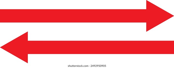 Straight long double vector arrow. Horizontal long straight arrow with two left and right pointers. Black width symbol isolated on white background.