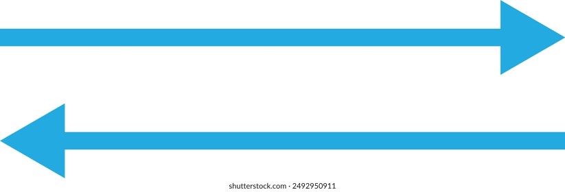 Straight long double vector arrow. Horizontal long straight arrow with two left and right pointers. Black width symbol isolated on white background.