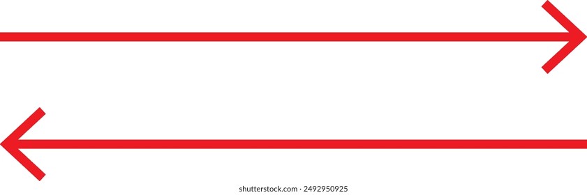 Straight long double vector arrow. Horizontal long straight arrow with two left and right pointers. Black width symbol isolated on white background.