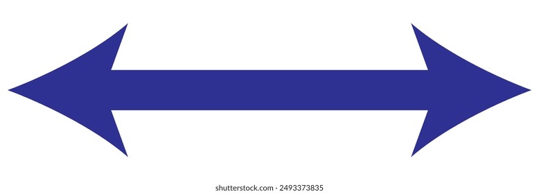 Straight long double vector arrow. Horizontal long straight arrow with two left and right pointers. Black width symbol isolated on white background
