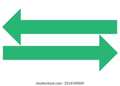 Straight long double vector arrow. Horizontal long straight arrow with two left and right pointers. Black width symbol isolated on white background