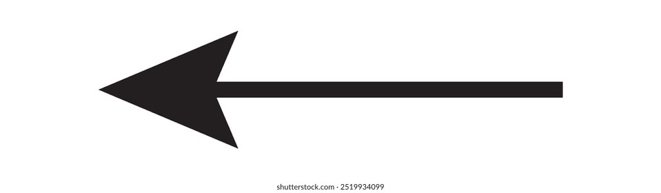 Straight long double vector arrow. Horizontal long straight arrow with two left and right pointers. Black width symbol isolated on white background. 