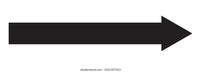 Straight long double vector arrow. Horizontal long straight arrow with left and right pointers. Black width symbol isolated on white background.