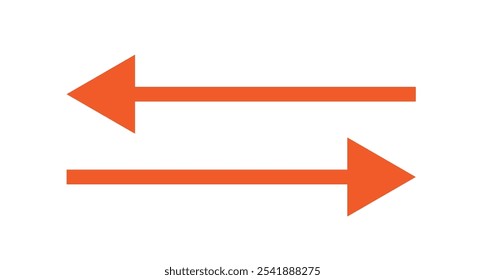 Seta vetorial dupla longa e reta. Seta reta longa horizontal com dois ponteiros para a esquerda e para a direita. Símbolo de largura preto isolado no plano de fundo branco