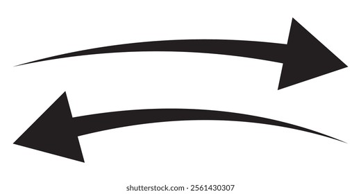 Straight long double vector arrow. Horizontal long straight arrow with two left and right pointers. Black width symbol isolated on white background