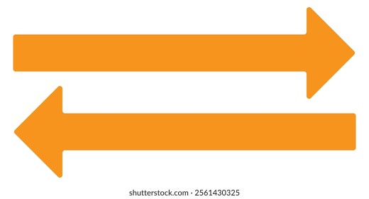 Straight long double vector arrow. Horizontal long straight arrow with two left and right pointers. Black width symbol isolated on white background