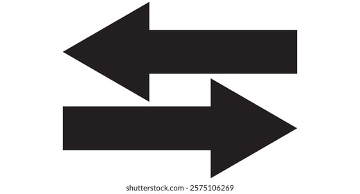 Straight long double vector arrow. Horizontal long straight arrow with two left and right pointers. Black width symbol isolated on white background . 1176