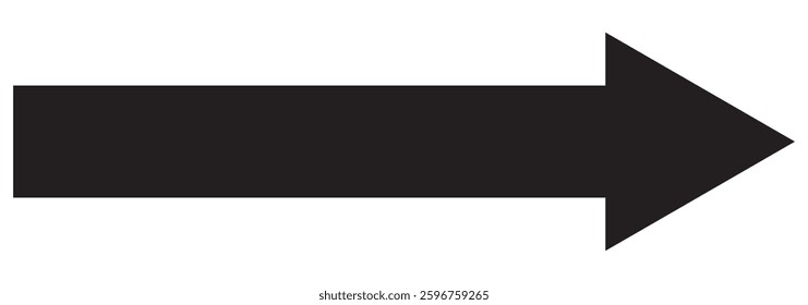 Straight long double vector arrow. Horizontal long straight arrow with two left and right pointers. Black width symbol isolated on white background. 