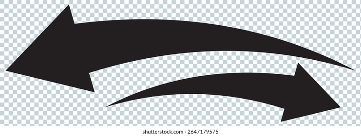 Straight long double vector arrow. Horizontal long straight arrow with two left and right pointers. Black width symbol isolated on white background