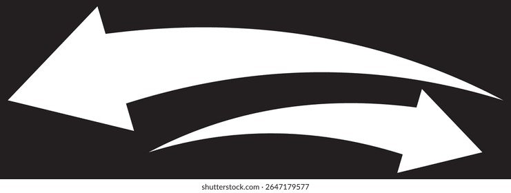 Straight long double vector arrow. Horizontal long straight arrow with two left and right pointers. Black width symbol isolated on white background