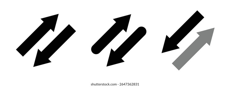 Straight long double vector arrow. Horizontal long straight arrow with two left and right pointers. Dual sided arrow vector icon. Vector illustration. 