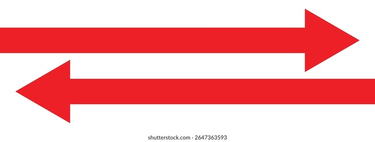 Straight long double vector arrow. Dual sided arrow vector. Horizontal long straight arrow with two left and right pointers. Double arrow icon set. two side arrows icon vector. Vector illustration.