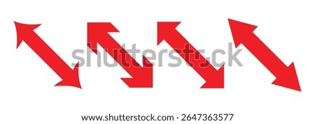 Straight long double vector arrow. Dual sided arrow vector. Horizontal long straight arrow with two left and right pointers. Double arrow icon set. two side arrows icon vector. Vector illustration.