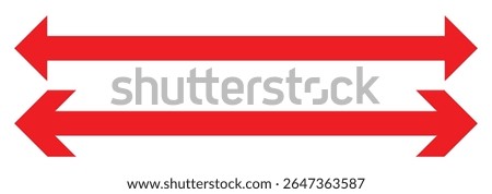 Straight long double vector arrow. Dual sided arrow vector. Horizontal long straight arrow with two left and right pointers. Double arrow icon set. two side arrows icon vector. Vector illustration.