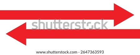 Straight long double vector arrow. Dual sided arrow vector. Horizontal long straight arrow with two left and right pointers. Double arrow icon set. two side arrows icon vector. Vector illustration.