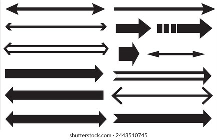 Straight long horizontal arrow set. Vector illustration flat style. Isolated on white background. arrow vector. EPS 10