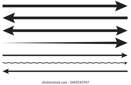 Straight long horizontal arrow set. Vector illustration flat style. Isolated on white background. arrow vector. EPS 10