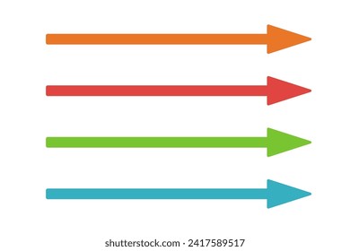 Straight long multicolored arrows pointing right. Arrow shape element