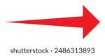 Straight long right vector arrow icon. Red long arrow pointing right. Long arrow vector illustration. eps 10