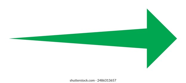 Straight long right vector arrow icon. Green long arrow pointing right. Long arrow vector illustration.