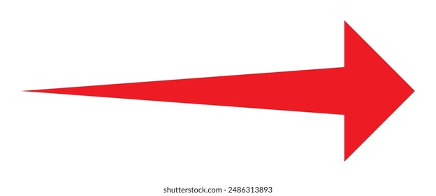 Straight long right vector arrow icon. Red long arrow pointing right. Long arrow vector illustration. eps 10