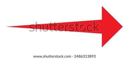 Straight long right vector arrow icon. Red long arrow pointing right. Long arrow vector illustration. eps 10