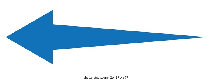 Straight long thin left vector arrow icon. Long arrow vector, Blue long arrow pointing to the right. Vector illustration.