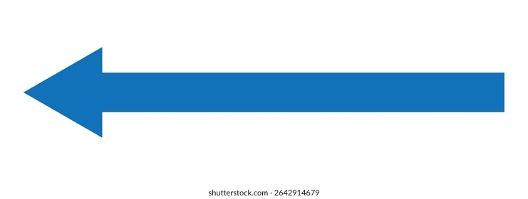 Straight long thin left vector arrow icon. Long arrow vector, Blue long arrow pointing to the right. Vector illustration.