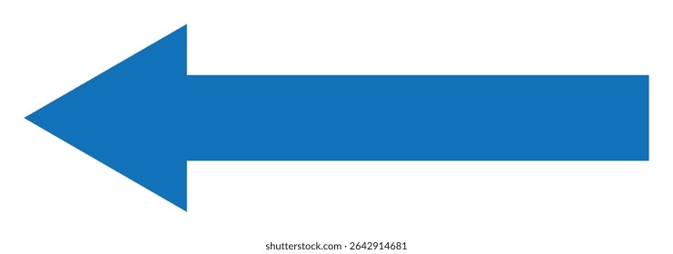Straight long thin left vector arrow icon. Long arrow vector, Blue long arrow pointing to the right. Vector illustration.
