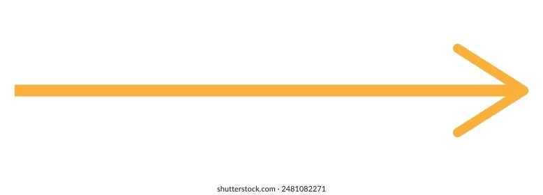 Straight long thin right vector arrow icon. Long arrow vector, icon. orange horizontal arrow. Vector illustration. Eps file 39.