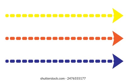 Straight long vector arrow icon. Long dashed arrow icon.  isolated on white and black background. EPS 10