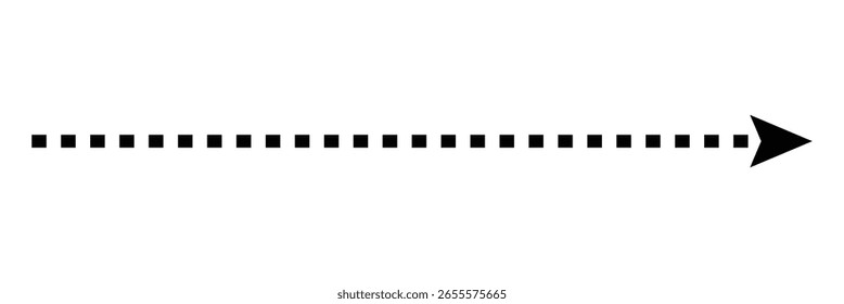 Straight long vector arrow icon. Long dashed arrow icon. isolated on white and black background. EPS 10 .
