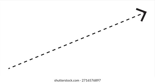 Straight long vector arrow icon. Long dashed arrow icon. isolated on white background. EPS 10.