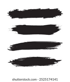 Straight marker line vector strokes. black brush drawn stripes.Text highlighter pen, marker, brush, underlines strokes set. Rough grunge thick paint line texture. Vector sketch rectangle text boxes
