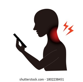 Straight neck with smartphone stiff shoulder neck stiffness