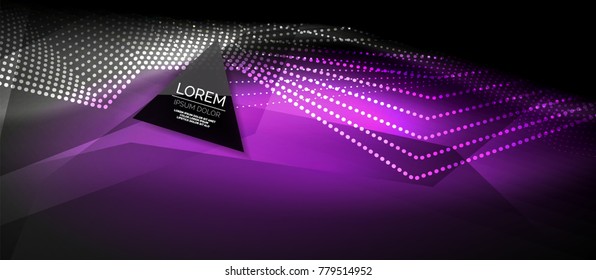 Straight neon lines in dark space, vector techno abstract template
