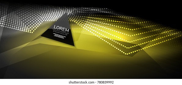 Straight neon lines in dark space, vector techno abstract template