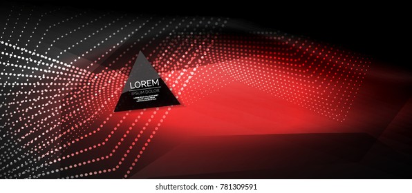 Straight neon lines in dark space, vector techno abstract template