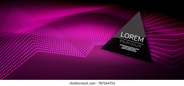Straight neon lines in dark space, vector techno abstract template