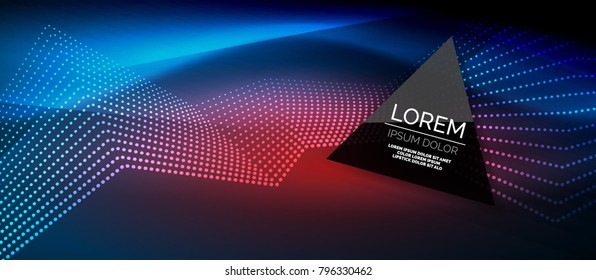 Straight neon lines in dark space, vector techno abstract template - Shutterstock ID 796330462