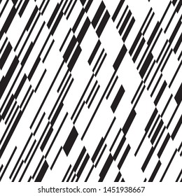 Straight oblique black segments. Vector seamless pattern.Monochrome geometric background. 