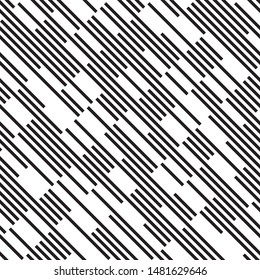Straight oblique black segments. Vector seamless texture. 