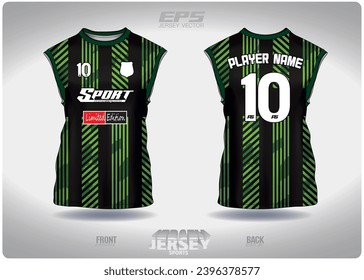 straight and oblique stripes green and black pattern design, illustration, textile background for sports t-shirt, football jersey shirt mockup for football club. consistent front view