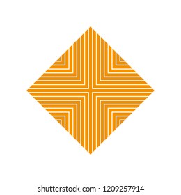 Straight orange lines that form a rhombus-shaped shield