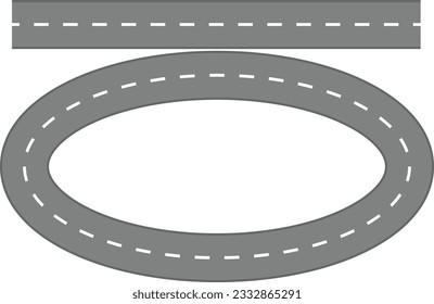 A straight and oval race track vector designed in EPS file format for game development, featuring realistic curves and straight sections.