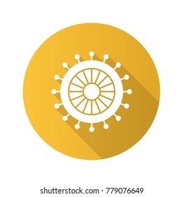 Straight pins set flat design long shadow glyph icon. Vector silhouette illustration