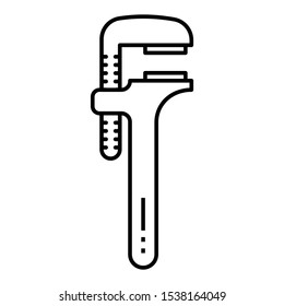  Straight Pipe Wrench Design Vector, Plumbing Tool Icon Concept